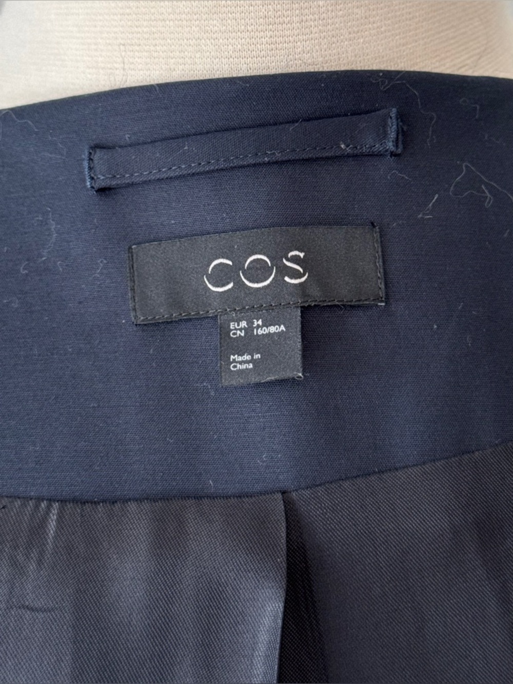 COS Wool Blend Sequin Classic Coat Dark Navy EU 34 (XS–S) NWOT - Picture 11 of 15
